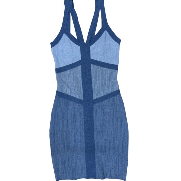 bebe mock denim bandage dress - size Small - Picture 1 of 5